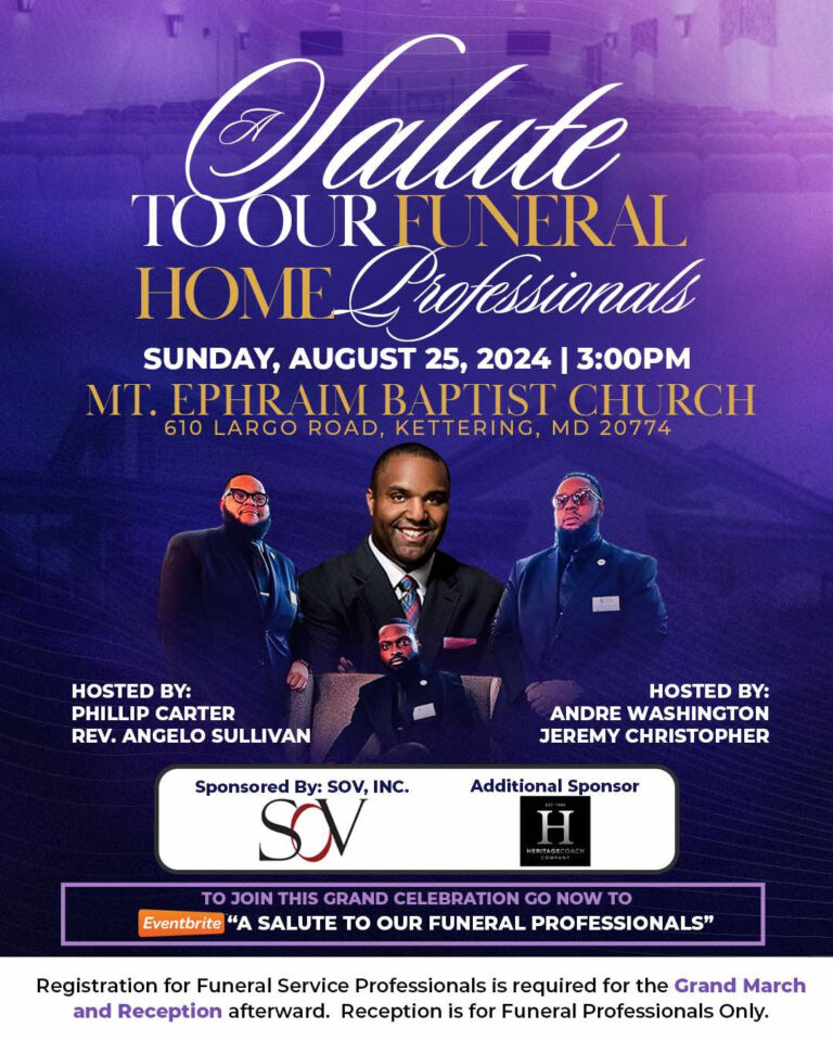 A DMV Salute To Our Funeral Home Professionals Set for August